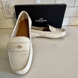 Coach Odette White Leather Slip-on Casual Women’s Loafer Flat Shoes Size 9.5